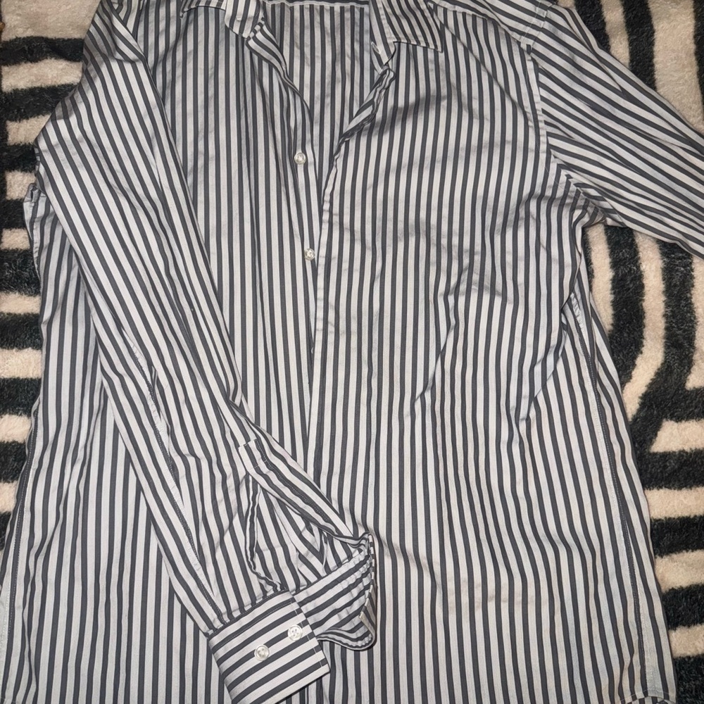Boss Black and White Striped Dress Shirt